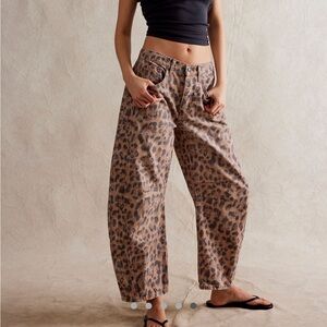 Free People Good Luck Printed Barrel Jeans